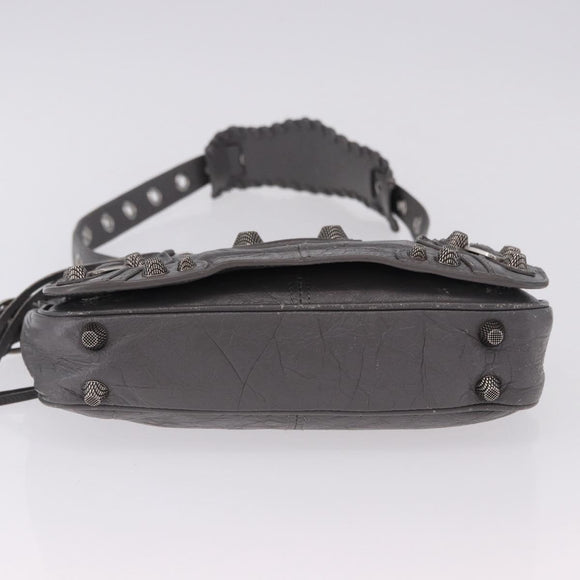 BALENCIAGA Le Cagole Shoulder Bag Leather 2way Gray Silver 719082 Auth ka5229A