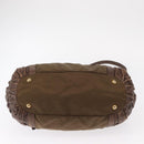PRADA Hand Bag Nylon 2way Khaki Gold Auth ka523-11