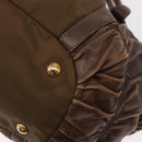 PRADA Hand Bag Nylon 2way Khaki Gold Auth ka523-13