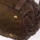 PRADA Hand Bag Nylon 2way Khaki Gold Auth ka523-15