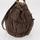 PRADA Hand Bag Nylon 2way Khaki Gold Auth ka523-4