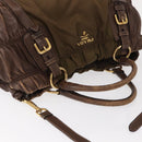 PRADA Hand Bag Nylon 2way Khaki Gold Auth ka523-6