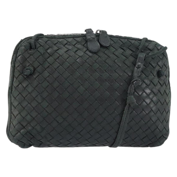 BOTTEGA VENETA INTRECCIATO Shoulder Bag Leather Black Auth ka524