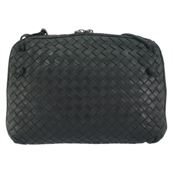 BOTTEGA VENETA INTRECCIATO Shoulder Bag Leather Black Auth ka524