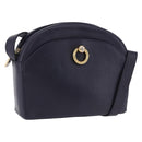 CELINE Shoulder Bag Leather Navy Gold Auth ka5240A-1
