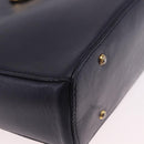 CELINE Shoulder Bag Leather Navy Gold Auth ka5240A-9