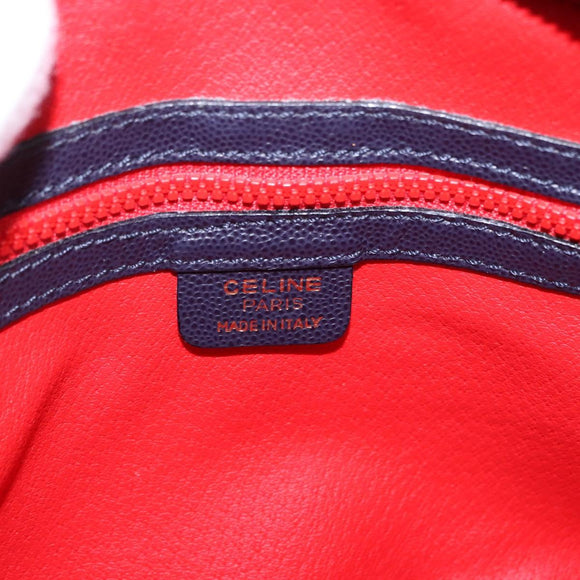 CELINE Shoulder Bag Leather Navy Gold Auth ka5240A