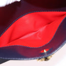CELINE Shoulder Bag Leather Navy Gold Auth ka5240A-23
