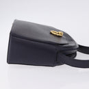 CELINE Shoulder Bag Leather Navy Gold Auth ka5240A-3