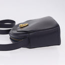 CELINE Shoulder Bag Leather Navy Gold Auth ka5240A-4