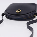 CELINE Shoulder Bag Leather Navy Gold Auth ka5240A-6