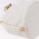 CHANEL Matelasse Chain Shoulder Bag Lamb Skin White Gold CC Auth ka5241M-10