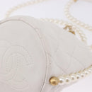 CHANEL Matelasse Chain Shoulder Bag Lamb Skin White Gold CC Auth ka5241M-11