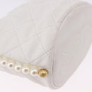 CHANEL Matelasse Chain Shoulder Bag Lamb Skin White Gold CC Auth ka5241M-12