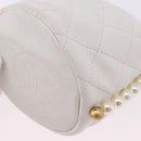 CHANEL Matelasse Chain Shoulder Bag Lamb Skin White Gold CC Auth ka5241M-13