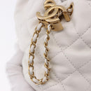 CHANEL Matelasse Chain Shoulder Bag Lamb Skin White Gold CC Auth ka5241M-14