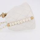CHANEL Matelasse Chain Shoulder Bag Lamb Skin White Gold CC Auth ka5241M-5