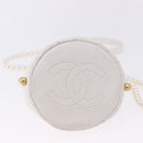 CHANEL Matelasse Chain Shoulder Bag Lamb Skin White Gold CC Auth ka5241M-9