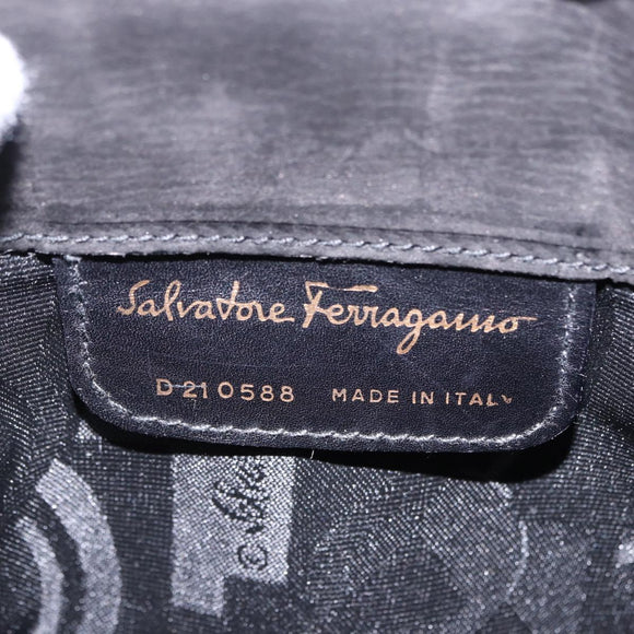 Salvatore Ferragamo Vala Shoulder Bag Suede Black Gold Auth ka5242