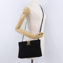 Salvatore Ferragamo Vala Shoulder Bag Suede Black Gold Auth ka5242-20