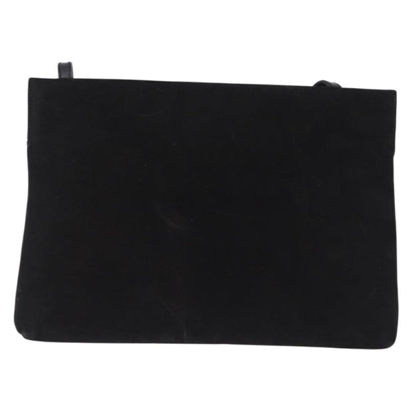 Salvatore Ferragamo Vala Shoulder Bag Suede Black Gold Auth ka5242