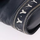 SAINT LAURENT Shoulder Bag Leather Navy Gold Auth ka5243A-9