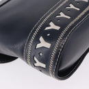 SAINT LAURENT Shoulder Bag Leather Navy Gold Auth ka5243A-15