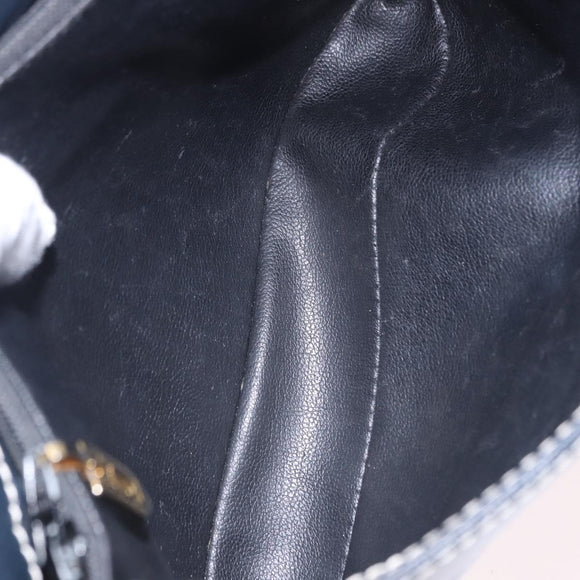 SAINT LAURENT Shoulder Bag Leather Navy Gold Auth ka5243A