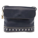 SAINT LAURENT Shoulder Bag Leather Navy Gold Auth ka5243A-13