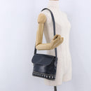 SAINT LAURENT Shoulder Bag Leather Navy Gold Auth ka5243A-27