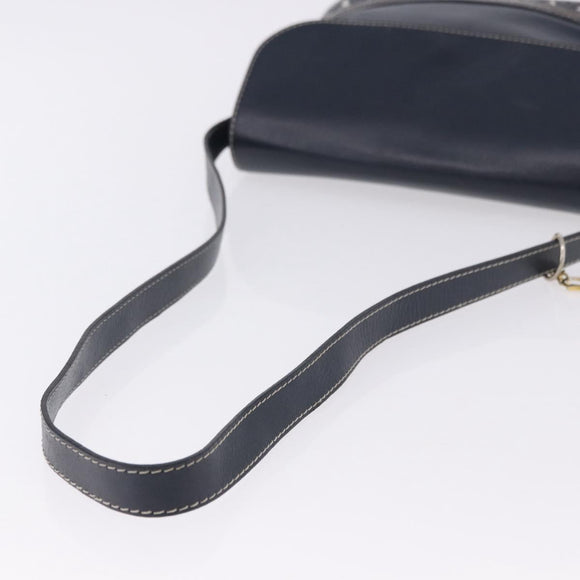 SAINT LAURENT Shoulder Bag Leather Navy Gold Auth ka5243A