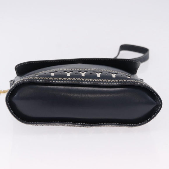 SAINT LAURENT Shoulder Bag Leather Navy Gold Auth ka5243A