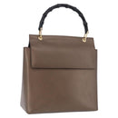 GUCCI Bamboo Hand Bag Leather Brown Gold 001 1118 1886 Auth ka5245-1