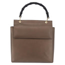 GUCCI Bamboo Hand Bag Leather Brown Gold 001 1118 1886 Auth ka5245-13