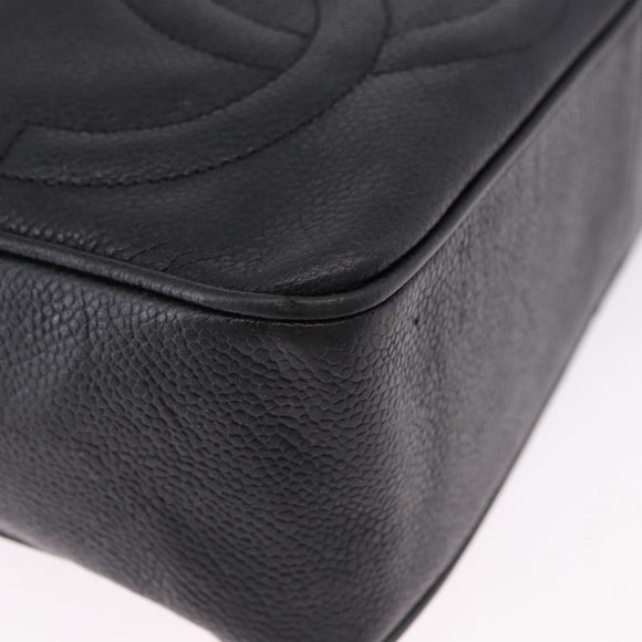 CHANEL Trip Luco co Shoulder Bag Leather Black Gold CC Auth ka5247