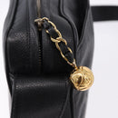 CHANEL Trip Luco co Shoulder Bag Leather Black Gold CC Auth ka5247-15