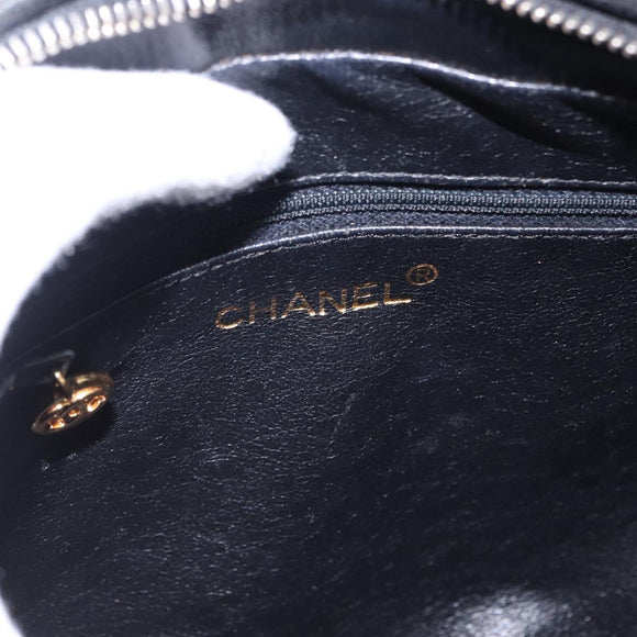 CHANEL Trip Luco co Shoulder Bag Leather Black Gold CC Auth ka5247