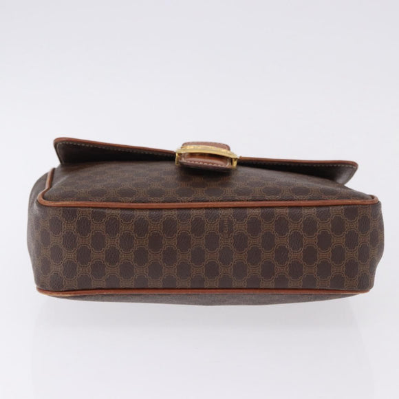 CELINE Macadam Canvas Hand Bag PVC Leather Brown Gold Auth ka5248A