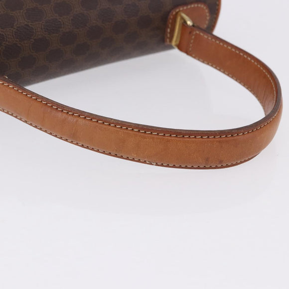 CELINE Macadam Canvas Hand Bag PVC Leather Brown Gold Auth ka5248A