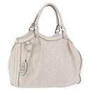 GUCCI GG Canvas Guccissima Tote Bag Leather White Silver 211944 Auth ka5249-1