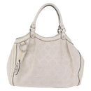 GUCCI GG Canvas Guccissima Tote Bag Leather White Silver 211944 Auth ka5249-13