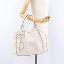 GUCCI GG Canvas Guccissima Tote Bag Leather White Silver 211944 Auth ka5249-24