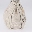 GUCCI GG Canvas Guccissima Tote Bag Leather White Silver 211944 Auth ka5249-5