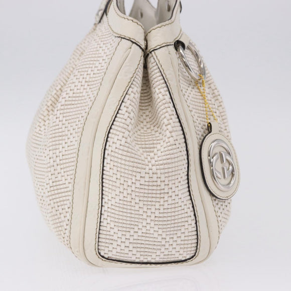GUCCI GG Canvas Guccissima Tote Bag Leather White Silver 211944 Auth ka5249