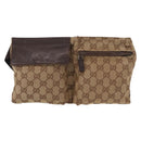 GUCCI GG Canvas Waist bag Beige Silver 28566 Auth ka525-2