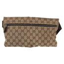 GUCCI GG Canvas Waist bag Beige Silver 28566 Auth ka525-3