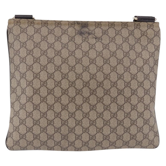 GUCCI GG Supreme Shoulder Bag PVC Beige Gold 201446 Auth ka5250