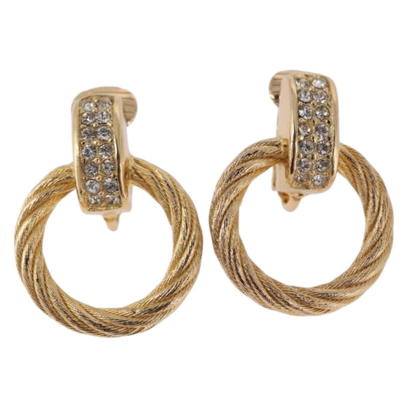 Christian Dior Earring metal Gold Tone Auth ka5252
