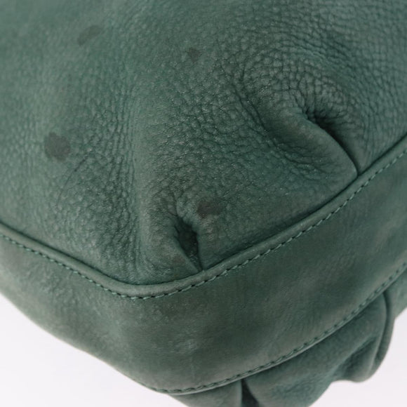 FENDI Hand Bag Leather Green Gold Auth ka5255
