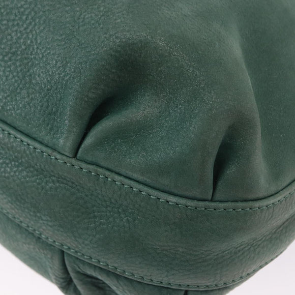 FENDI Hand Bag Leather Green Gold Auth ka5255